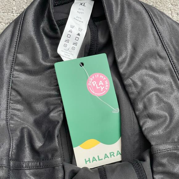 Halara XL Leggings Shimmer Black Faux Pockets front back - Picture 3 of 5